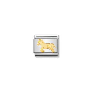 Nomination Italy Composable Classic ANIMALS (EARTH) in stainless steel with 18k gold (09_Horse)