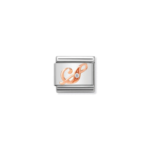 Nomination Italy Composable Classic LETTERS steel zircon and 9k rose gold S