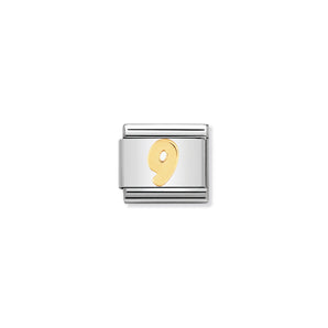 Nomination Italy Composable Classic NUMBERS in stainless steel with 18k gold 9