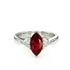 Platinum 0.96 Carat Marquise Cut Burmese Ruby GIA Certificate