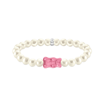 THOMAS SABO x HARIBO: Silver Pearl Bracelet with Pink Goldbear