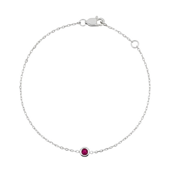 Timeless Bijoux 18K White Gold Natural Ruby Bezel Bracelet