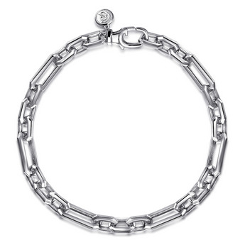 Gabriel & Co. Sterling Silver Hollow Figaro Chain Bracelet
