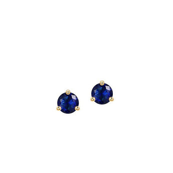 Upcycled Estate 14K Yellow Gold 0.45ctw Vivid Violet-Blue Sapphire Solitaire Stud EarringsUpcycled Estate 14K Yellow Gold 0.45ctw Vivid Violet-Blue Sapphire Solitaire Stud Earrings