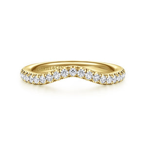 Gabriel & Co. 14K Yellow Gold Diamond Curved Contemporary Wedding Band
