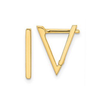 14K Yellow Gold Polished Triangle Hoop Earrings
