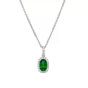 14K White Gold Tsavorite Garnet and Diamond Necklace