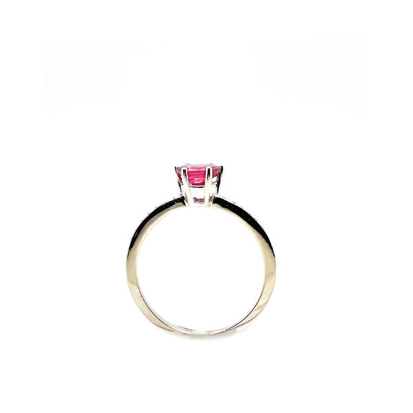 Estate 18K White Gold Oval Ruby and Diamond Ring
