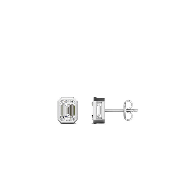 Lab Grown Diamond Stud Earrings 14K White Gold TrueBijoux