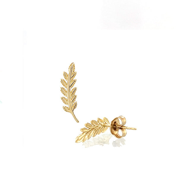 14K Yellow Gold Leaf Stud Earrings