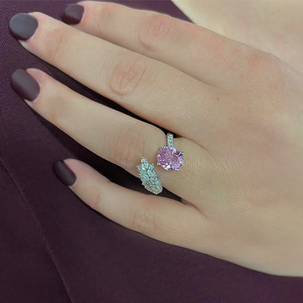 Platinum 2.02 Carat Pink Sapphire And Diamond Ring