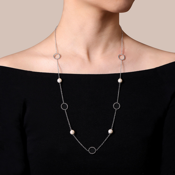 Gabriel & Co. Sterling Silver Pearl and Open Circle Station