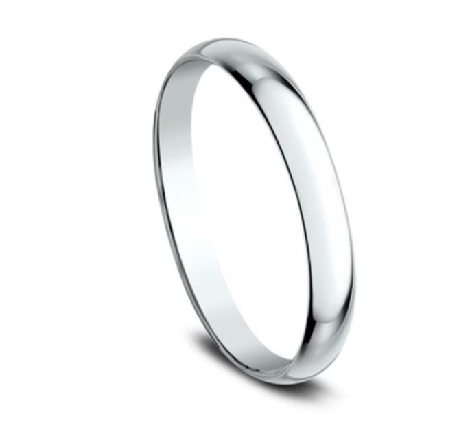 2mm 18 karat white gold classic ring with a high polish finish