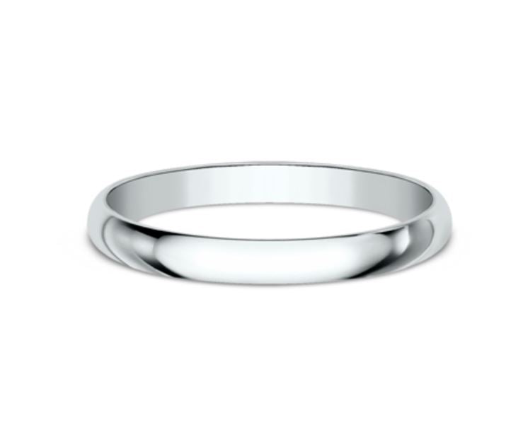 2mm 14 karat white gold classic ring with a high polish finish
