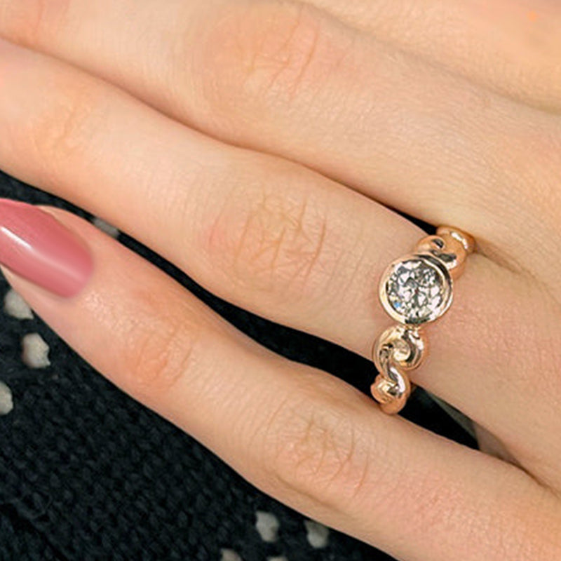 Bijoux Love 14K Rose Gold Custom Made 0.76 Carat Old European Cut Cognac Diamond Engagement Ring