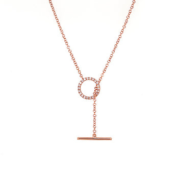 14K Rose Gold Diamond Circle Toggle Necklace