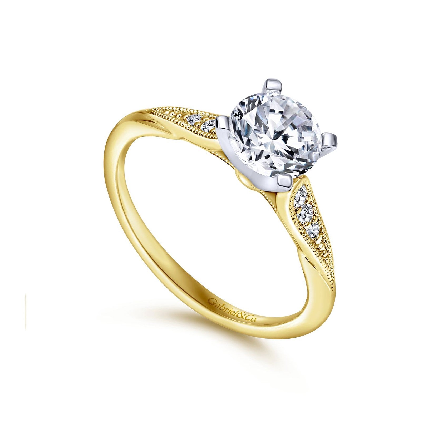 Gabriel & Co. 14K Round Diamond Engagement Ring