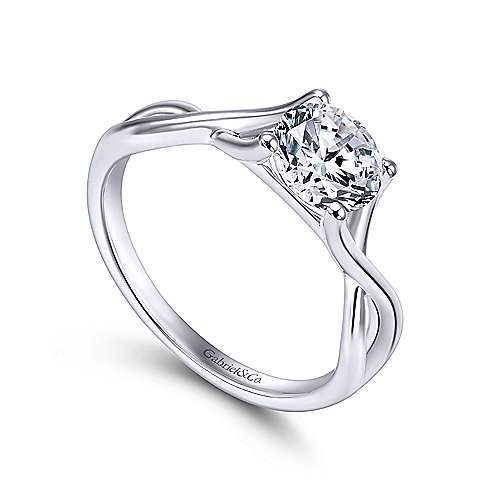Gabriel & Co. 14k White Gold Twisted Diamond Solitaire Engagement Ring