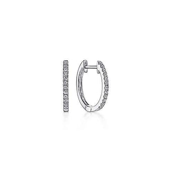 Gabriel & Co. 14K White Gold Classic Style Huggies front and side