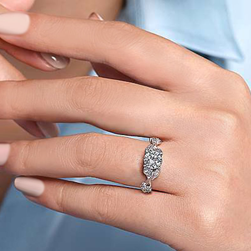 Gabriel & Co. 14K White Gold Flower Diamond Engagement Ring