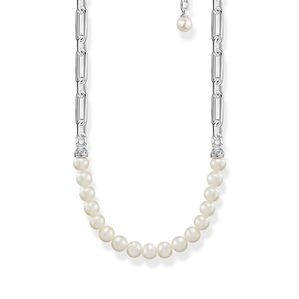 Thomas Sabo Sterling Silver Chain Links and Pearl Necklace