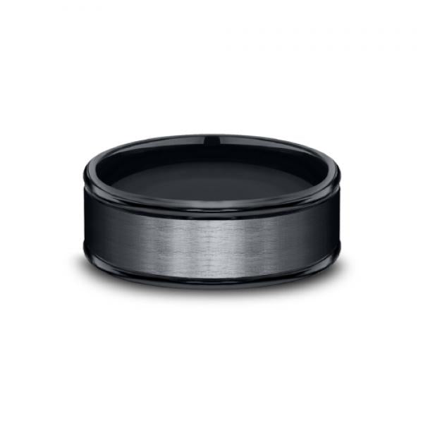 8mm black titanium ring with satin finish inlay