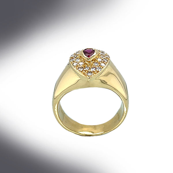 Estate 18K Gold Ruby And Diamond Ring