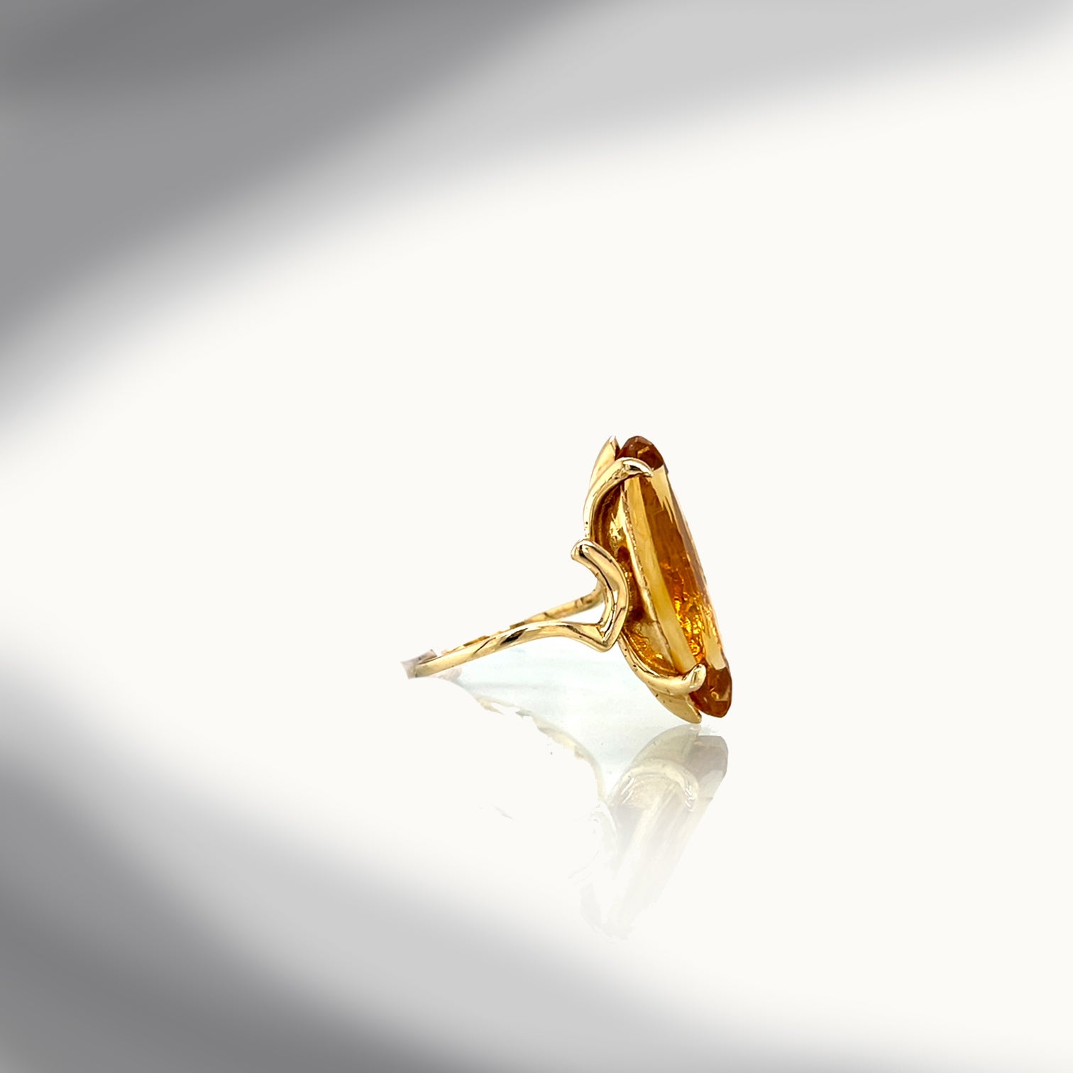 Estate 14K Yellow Gold Marquise Citrine Statement Ring