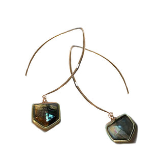 Petit Bijoux 18k Yellow Gold Plate Sterling Silver Labradorite Drop Earrings