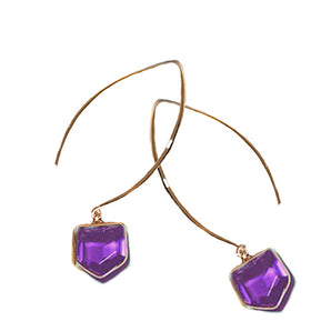 Petit Bijoux 18k Rose Gold Plate Sterling Silver Amethyst Drop Earrings