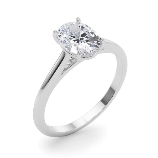 14K Gold Lab Grown 3.00ct Oval Solitaire Diamond Engagement Ring