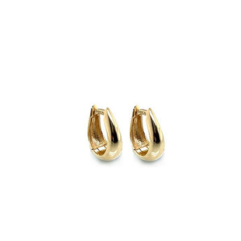 10K Yellow Gold Tapered Oval Clicker Hoop Earrings