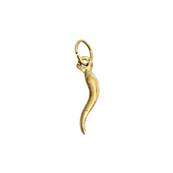 Estate 10K Yellow Gold Italian Horn Cornicello Charm Pendant