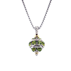 Estate David Yurman Sterling Silver And 18K Gold Peridot Pendant
