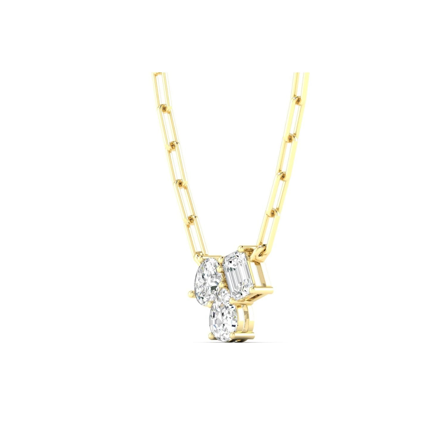 14K Yellow Gold Lab-Grown Diamond Cluster Necklace