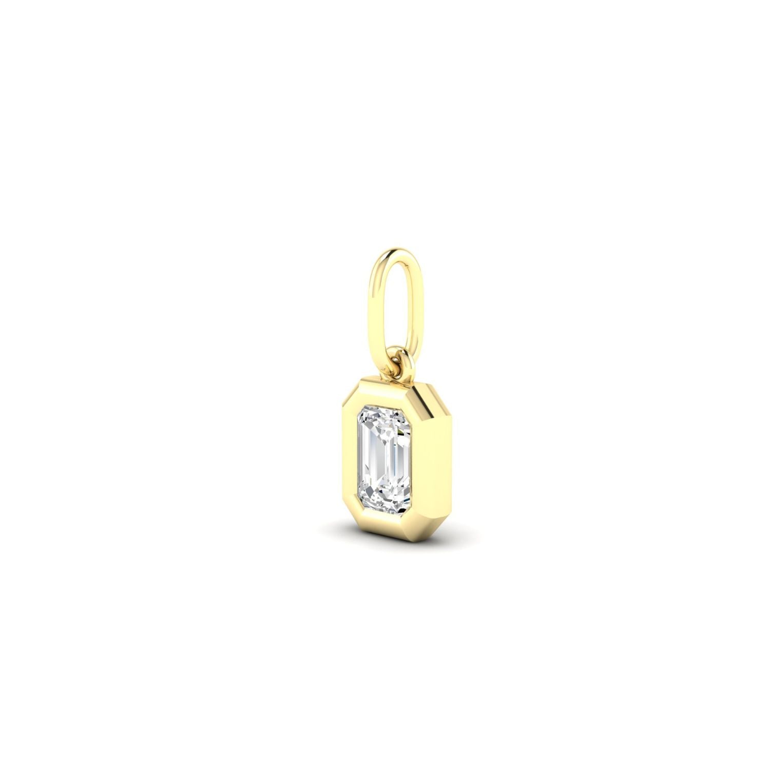 14K Yellow Gold 0.72ct Emerald Cut Lab Grown Diamond Charm Pendant