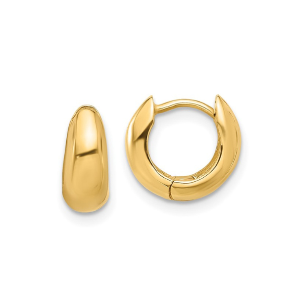 Petite 14K Polished Hinged Huggie Hoop Earrings