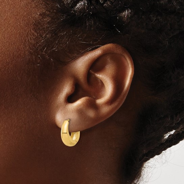 14K Yellow Gold Polished Hinged Huggie Hoop Earrings