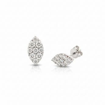 14K White Gold Pave Diamond Marquise Stud Earrings