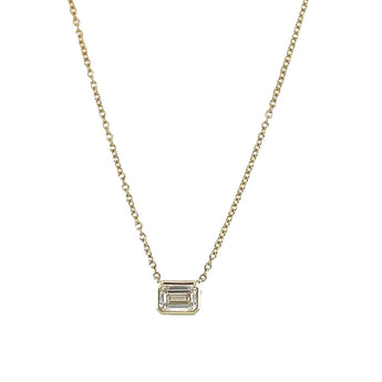 14K Yellow Gold 0.58ct Emerald-Cut Lab Grown Diamond 18" Solitaire Necklace