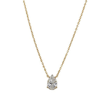 14K Yellow Gold 0.75ct Pear-Cut Lab Grown Diamond Solitaire Necklace