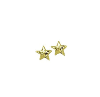 14K Yellow Gold Diamond-Cut Pattern Star Stud Earrings