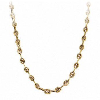 14K Yellow Gold Puff Mariner and Paperclip Link 18 Inch Chain