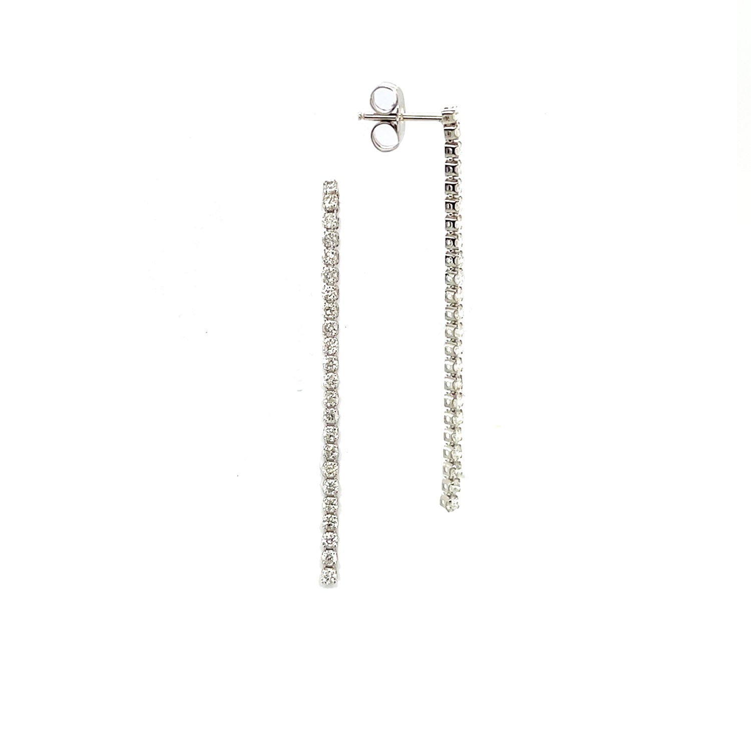 14K White Gold Diamond Drop Tennis Earrings