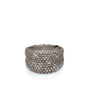 18K Gold Pavé 1.40ctw Champagne Diamond Multi-Row Ring