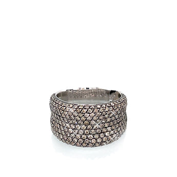 18K Gold Pavé 1.40ctw Champagne Diamond Multi-Row Ring