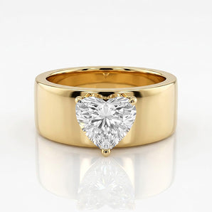 18K Yellow Gold 1.22ct Heart-Shaped Natural Diamond Statement Band Ring
