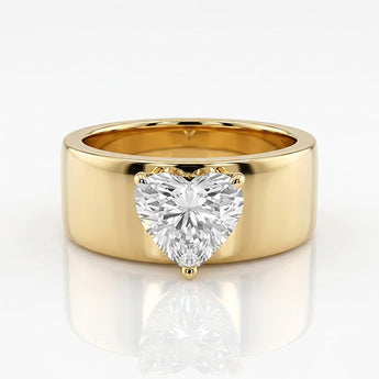18K Yellow Gold 1.22ct Heart-Shaped Natural Diamond Statement Band Ring