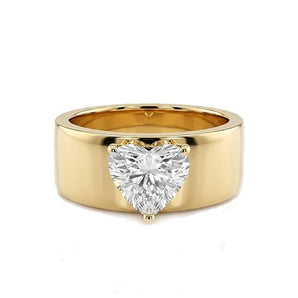 18K Yellow Gold 1.22ct Heart-Shaped Natural Diamond Statement Band Ring