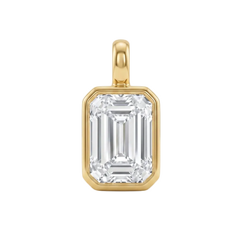 18K Yellow Gold Plated Sterling Silver 1.00ct Emerald-Cut Lab-Grown Diamond Bezel Set Pendant